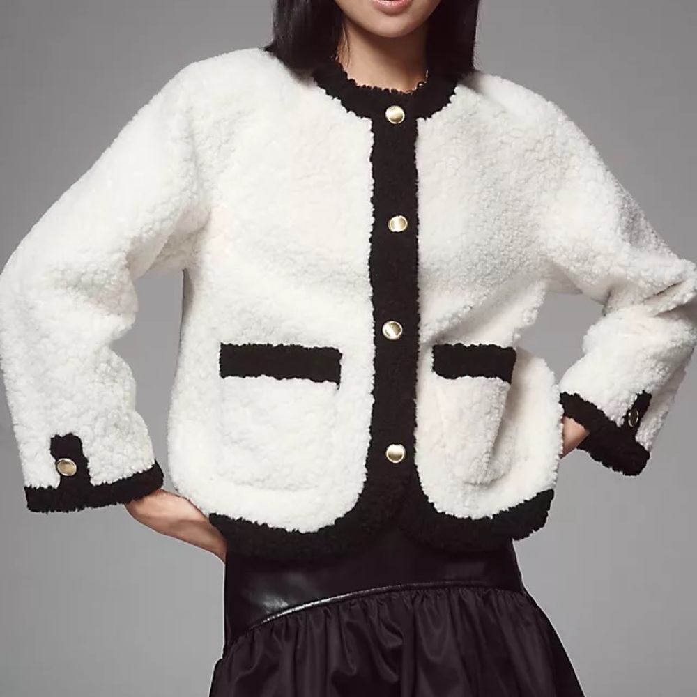 Maeve Black and White Teddy Jacket